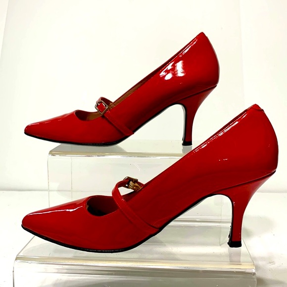 Red patent Mary Jane heels BODEN - Picture 4 of 14